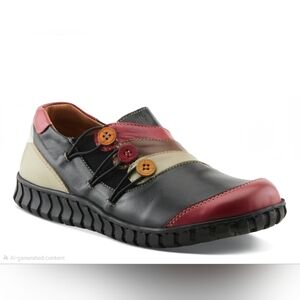 Spring Step Neeta Leather Button MultiColor Leather Slip On Shoes Size EU39US8.5